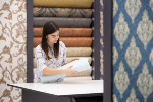 young woman choosing colors